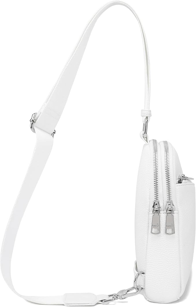 INICAT RFID Blocking Sling Bag Leather Crossbody Bags for Women Fanny Pack Cross Body for Woman Chest Bag for Travel 1.9L