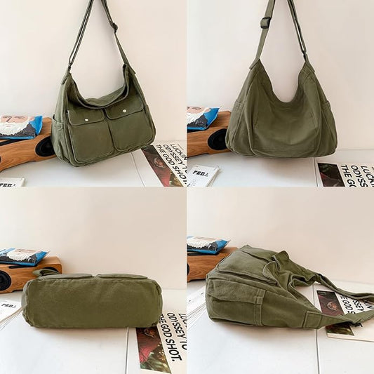 Collsants Messenger Bag Hobo Crossbody Bags for Women Canvas Bag Crossbody Tote Bag Shoulder Bag