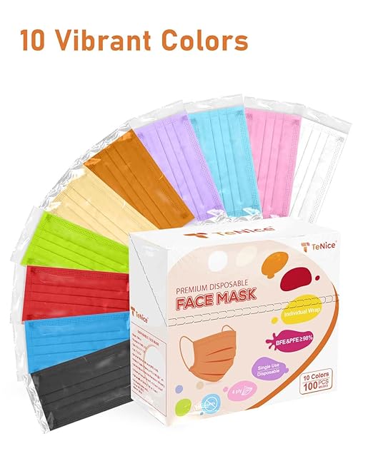 Face Masks Disposable 100 Pack, 4 Ply ASTM Level 3 Medical Grade, Breathable for Adult Outdoor Protection, Individually Wrapped for Home, School & Office, Classic