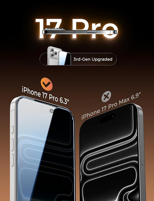 MAGIC JOHN 3rd Gen Upgraded for iPhone 17 Pro Privacy Screen Protector 6.3 Inch,25°Anti-Spy Screen,Shockproof Tempered Glass,Auto Dust-Removal,Bubble Free,Easy Installation,2 Pack