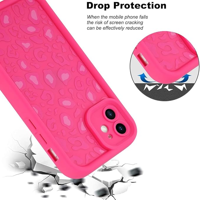 KANGHAR Case for iPhone 11 Leopard Printed Pattern Cute Cheetah Phone Case Soft TPU Shockproof Protective Cover for iPhone 11 6.1 Inch Hot Pink