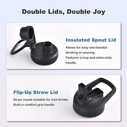 mininoo 24 oz Insulated Water Bottle with Straw Lid, Stainless Steel Double Wall Vacuum, Leak Proof, BPA Free, Keep Cold for 24H & Hot for 12H(Purple)