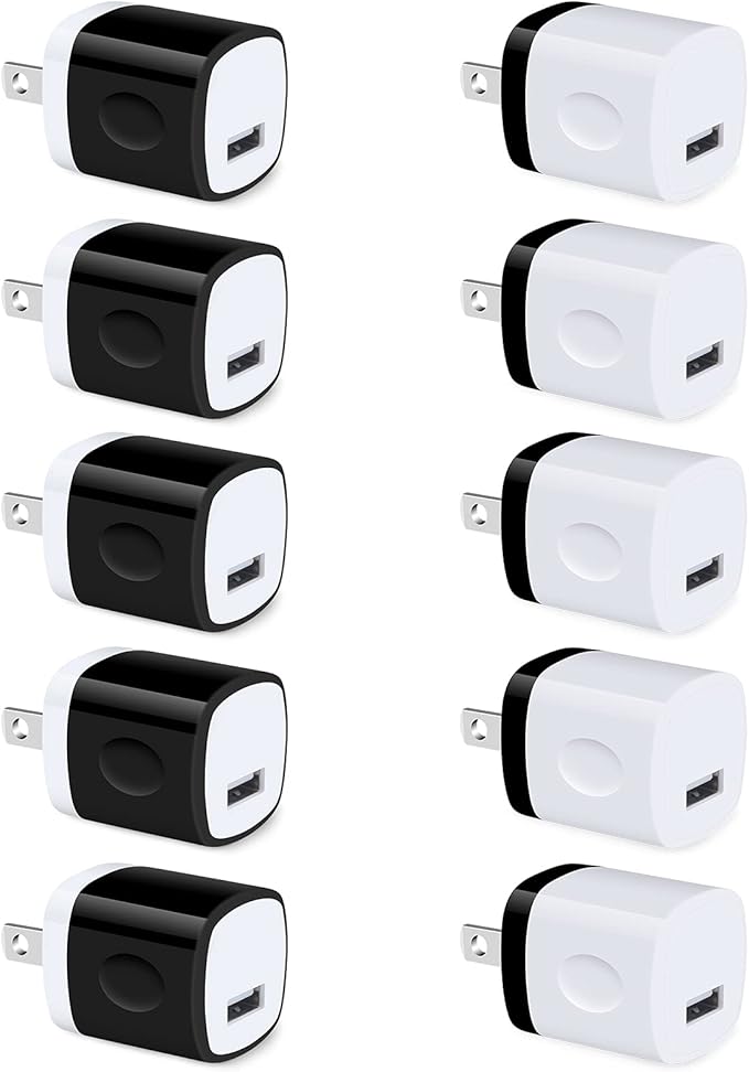 USB Charger Block 10 Pack, UorMe 1A 5V Single Port Power Adapter Charging Phone Cube Box Brick Plug Pack Compatible with iPhone 14 13 12 SE 11 X 8, Galaxy S22 A13 A03S A21 Note20 A71 A51 A31 S10 S9 S8