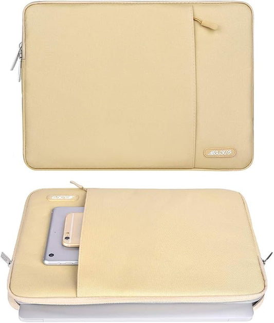 MOSISO Laptop Case 13.3 inch, 13-13.3 inch Laptop Sleeve Compatible with MacBook Air/Pro 13 / Pro 14, HP Dell ASUS Lenovo Notebook, Polyester Vertical Computer Sleeve Bag with Pocket, Camel