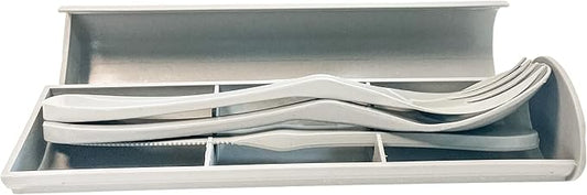 Knork Eco Astrik Plant Based Travel Set, 4 Piece (Eco Fork Knife Spoon With Carry Case, Gray