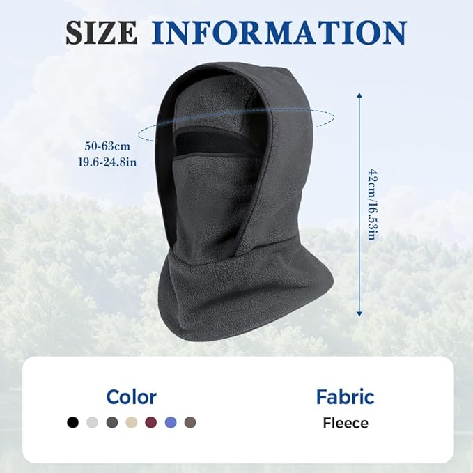 Outdoor Winter Warm Hat Neckband Integrated Cycling Mask, Winter Balaclava Ski Mask, Windproof Fleece Face Cover