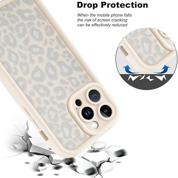 KANGHAR Case for iPhone 14 Pro Max Leopard Printed Pattern Cute Cheetah Phone Case Soft TPU Shockproof Protective Cover for iPhone 14 Pro Max 6.7 Inch Beige with Gray Prints