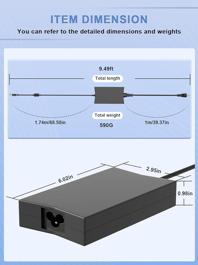 130W Charger 7.4mm LA130PM121 for Dell inspiron14 15 5000 7000 Gaming, G3 G5 3500 3579 3590 3779 5500, D6000 Docking Station, XPS L502x L702x L701X Precision 3510 3520 3530 M4400 M4500 Laptop