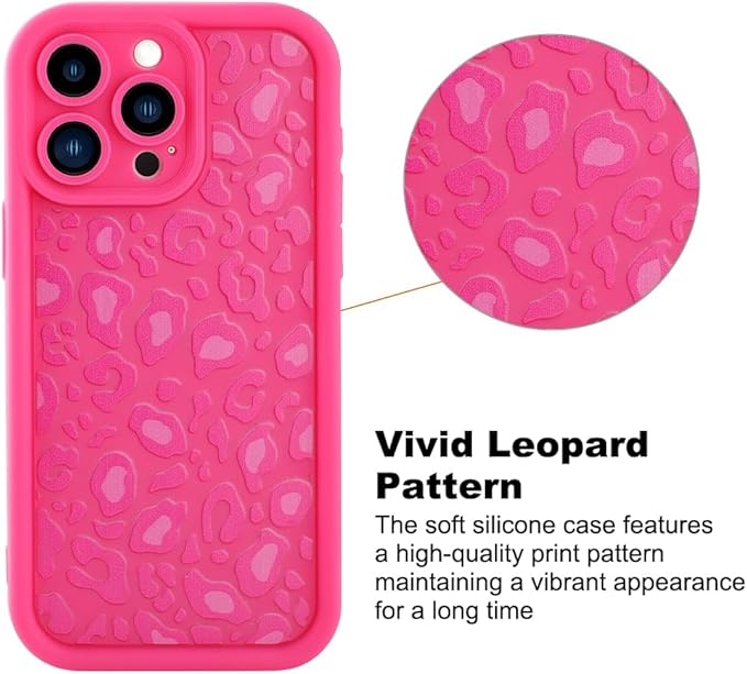 KANGHAR Case for iPhone 13 Pro Leopard Printed Pattern Cute Cheetah Phone Case Soft TPU Shockproof Protective Cover for iPhone 13 Pro 6.1 Inch Hot Pink