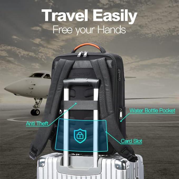BOPai Expandable Travel Professional Men Business Laptop Backpack 15.6 inch Work Smart Rucksack Anti Theft Large Multi-Function Computer Office Black with Waterproof USB Charging Water Bottle Holder