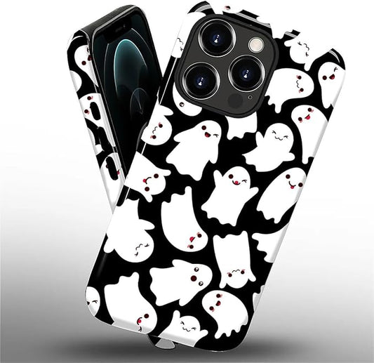 Case for iPhone 12 12 Pro Case,Halloween Ghosts Bats Design - Hybrid Dual Protection Silicone + Hard PC Shockproof Full Body Cover Slim Anti-Scratch Protective Case for Men Women