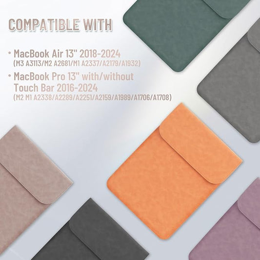Allinside 13 inch Laptop Sleeve Case for with MacBook Air 13 2018–2025 (M2 A2681 M3 A3113 M4 A3240)/MacBook Pro 13 2016–2022 (A2251 A2289 A2338 M1 M2), PU Suede Leather Laptop Case Cover, Pink