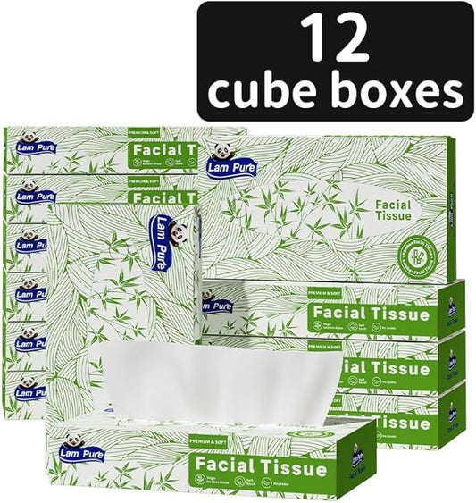 tissues 80 Tissues per Box,3-Ply tissue paper facial tissue 12 boxes of bulk facial tissues Applicable to Dining room bedroom