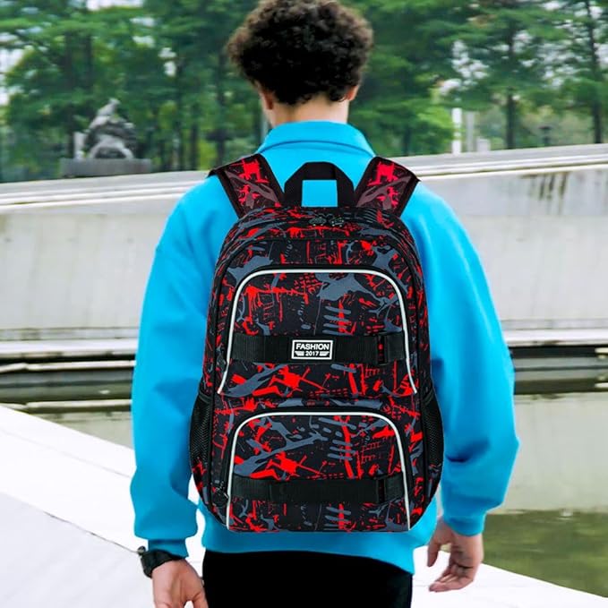 3Pcs Backpack for Girls Boys, 17 Inch School Bookbag with Lunch Box, Durable Laptop Backpacks Set for Teens College