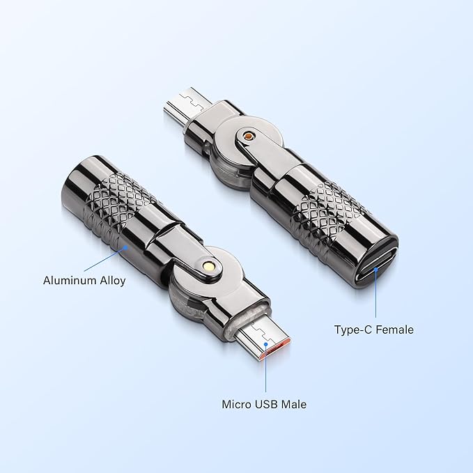 SinLoon 2 Pack USB C to Micro USB Adapter USB Type C Female to Micro 5Pin Male Connector 180 Degree Rotation Converter Connector Support Charge Data for Phone