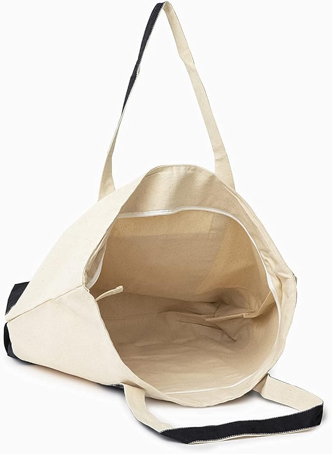 Extra Large Canvas Tote Bags with Zipper - 22 Inches Heavy Duty, Premium Zippered Tote Bag - Zip Top, 100% Organic Cotton, Sturdy, Washable Large Cotton Tote Bags - Multipurpose Canvas Shopping Bag