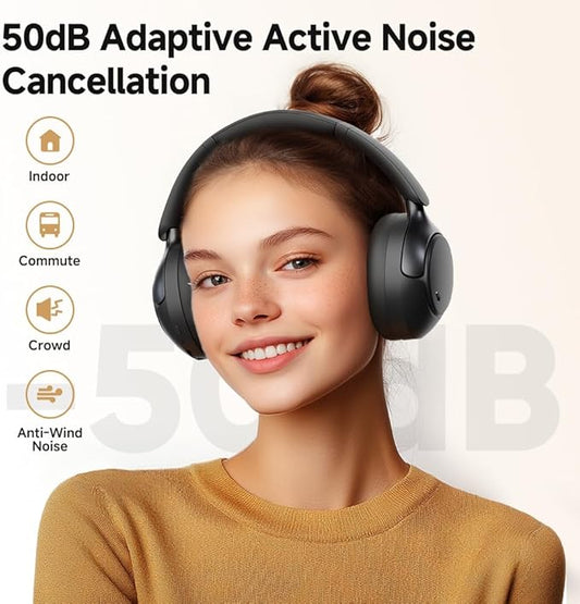 QCY H3 PRO Adaptive ANC Wireless Headphones Over Ear, 50dB Active Noise Cancellation with Multiple Modes, LDAC Hi-Res Wireless Audio, 55H Playtime, Custom EQ via App, Bluetooth 5.4