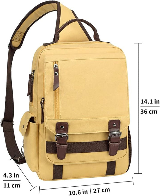 mygreen Canvas Cross Body Messenger Bag Shoulder Sling Backpack Travel Rucksack