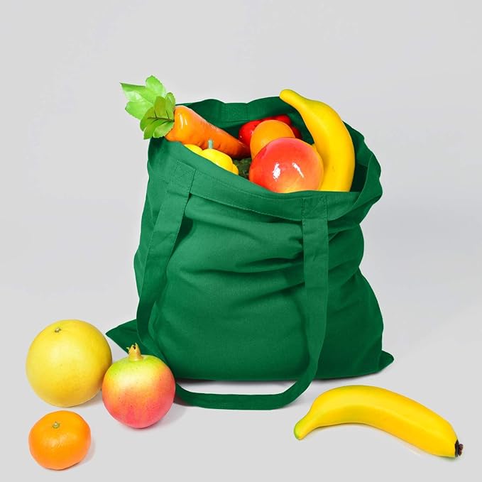 NPBAG 25 Pack 15'' X 16'' Green Cotton Tote Bags, Blank Bulk Cloth bags with 1pc of PTFE Teflon Sheet