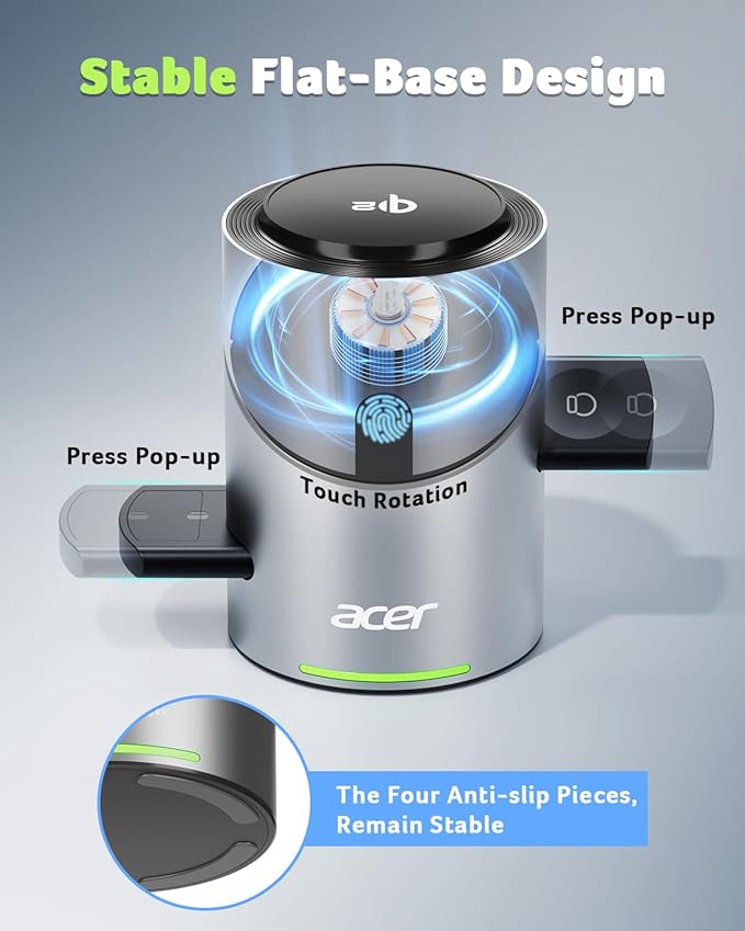 Acer 3 in 1 Charging Station for Apple - Qi2 15W iPhone Wireless Charging Station, Magsafe Charger Stand for iPhone 16 15 14 13 12 - Apple Watch - Airpods Series (Charger & USB-C Included)
