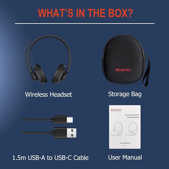 Bluetooth Headset with CVC8.0 Dual Mic Noise Cancelling, Bluetooth Headphone Class 1 V5.1 Wired/Wireless Headset for Cell Phone PC Teams Zoom Home Office, 30H+ Talk Time, Comfort Fit