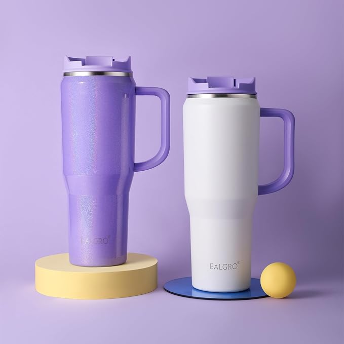 40 oz Tumbler with Handle, Insulated Tumblers with Lid and Straw, Large Metal Sports Water Bottle Jug, Thermal Stainless Steel Travel Coffee Mug Cup, Raspberry