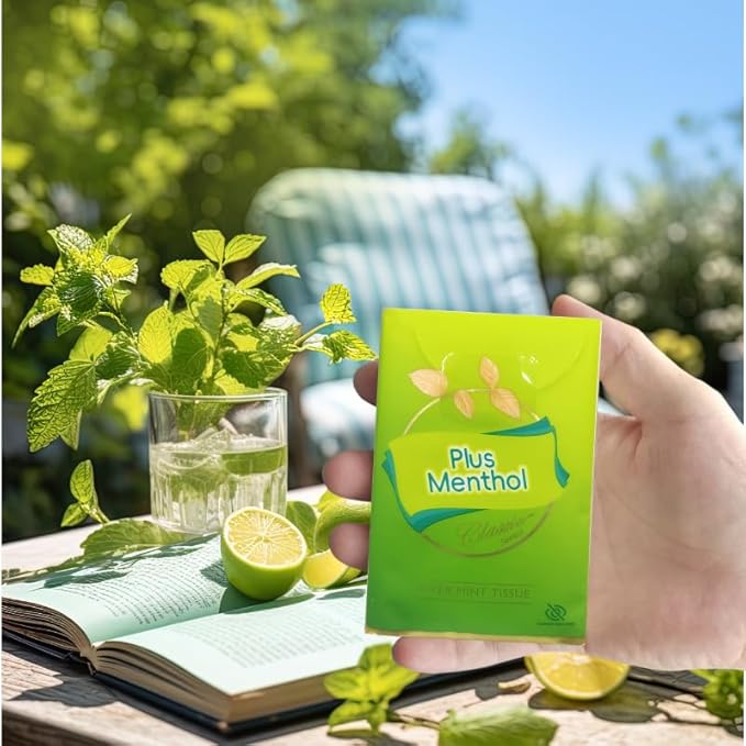 Menthol Lotion Pocket Tissues, Travel Size 4-Ply Thick & Soft, 20 Pack (200 Tissues Total)