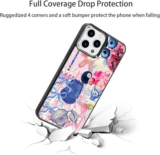 Aesthetic Collage Shockproof Protective Trendy Preppy Phone Case for iPhone 14 Pro Max Cute Flower Bow Cover