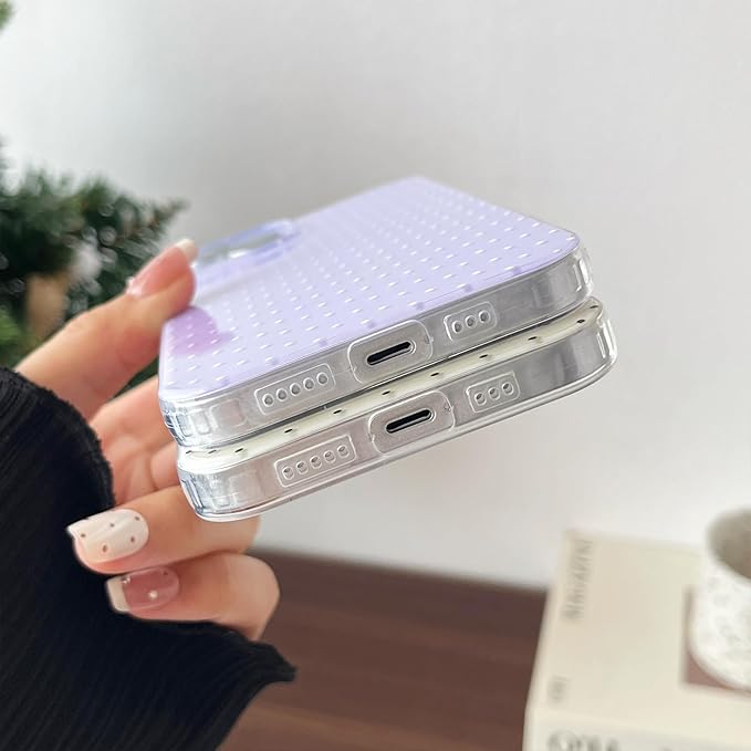 Compatible with iPhone 12/12 Pro Case, Fashion Cute Aesthetic Polka Dot Phone Case for Women, Shockproof Slim Soft TPU and Hard PC Protective Phone Cover for iPhone 12/12 Pro 6.1", Yellow