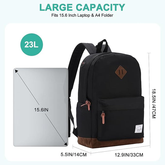 Backpack for Men Women,VASCHY Classic Water-resistant Lightweight Travel School Backpack Casual Daypack