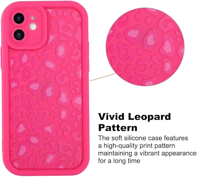 KANGHAR Case for iPhone 11 Leopard Printed Pattern Cute Cheetah Phone Case Soft TPU Shockproof Protective Cover for iPhone 11 6.1 Inch Hot Pink