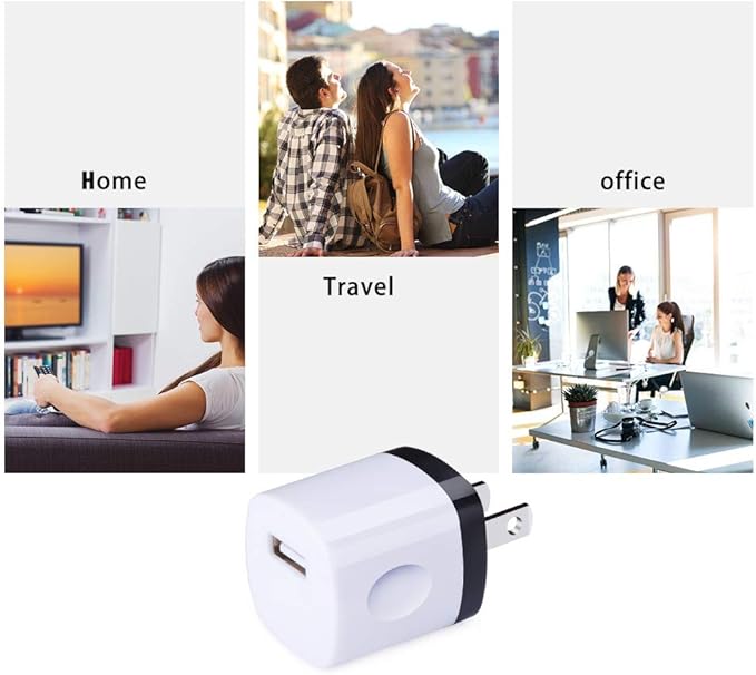 Wall Plug USB 10 Pack, iPhone Charging Block,1A 5V One USB Power Adapter Charge Plug Cube Block Box for iPhone 15 14 13 12 11 Xs XR X 8, Galaxy S21 S20 S10e S9 S8 A71 Note20, LG G8 G6, Google Pixel