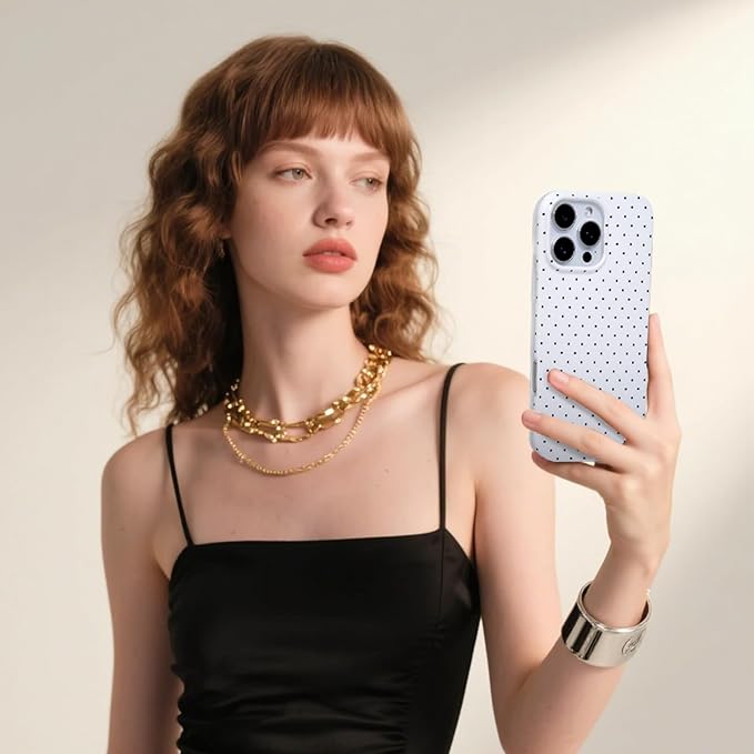 2 Pack for iPhone 13 Pro Case with Cute Fashion Polka Dot Phone Case Soft TPU Slim Shockproof Phone Cover for Women Girls (White+Black)