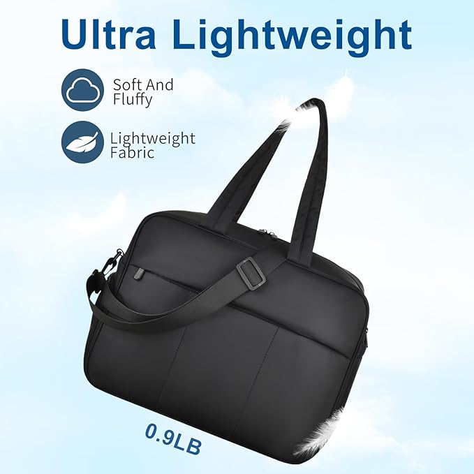 Felipe Varela Puffer Travel Duffle Bag, Gym Bag for Women with Shoe Compartment, Lightweight Tote Weekender Overnight Carry on Duffel Bags for Travel, Airplanes (Black,19L)