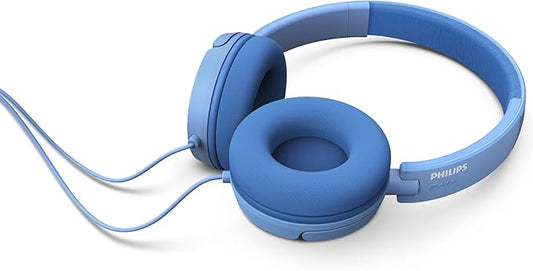 Philips K2019 Wired Headphones for School, Kids Headphones with Cord, Durable and Foldable, Safe Volume Limited, Ultra Lightweight, Built-in Microphone, On-Ear Girls Boys Toddler Headphone, Blue