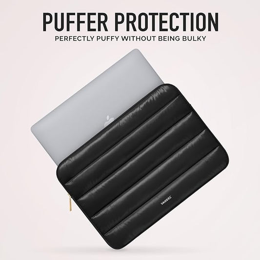 Vandel - The Original Puffy Laptop Sleeve 13-14 Inch. Black Laptop Sleeve for Women. Carrying Case Cover MacBook Pro 14 in, MacBook Air 13 Inch, iPad Pro 12.9, Dell, Asus, HP