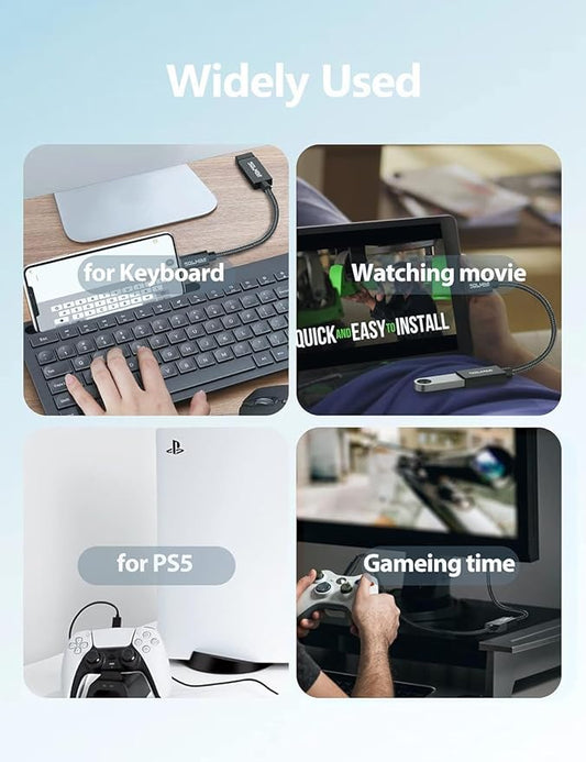 USB C to USB Adapter 0.65FT (2 Pack), USB C Male to USB 3.0 Female OTG Adapter 5 GBPS Data Transfer for MacBook Pro, Air, Galaxy S23 S24, Dell XPS, Huawei, Google Pixels iPhone 16 15