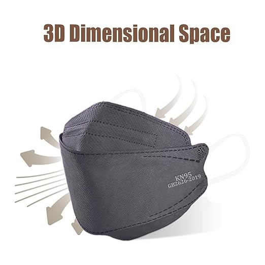 akgk KN95 Face Masks 50 Pack, 5-Ply Disposable Grey Face Mask Against PM 2.5 Smoke and Dust