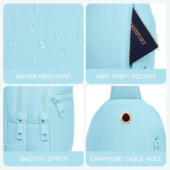 Quilted Puffer Crossbody Bags for Women Small Puffy Sling Bag Lightweight Cross Body Bubble Purse Shoulder Bag for Travel (Icing Blue)