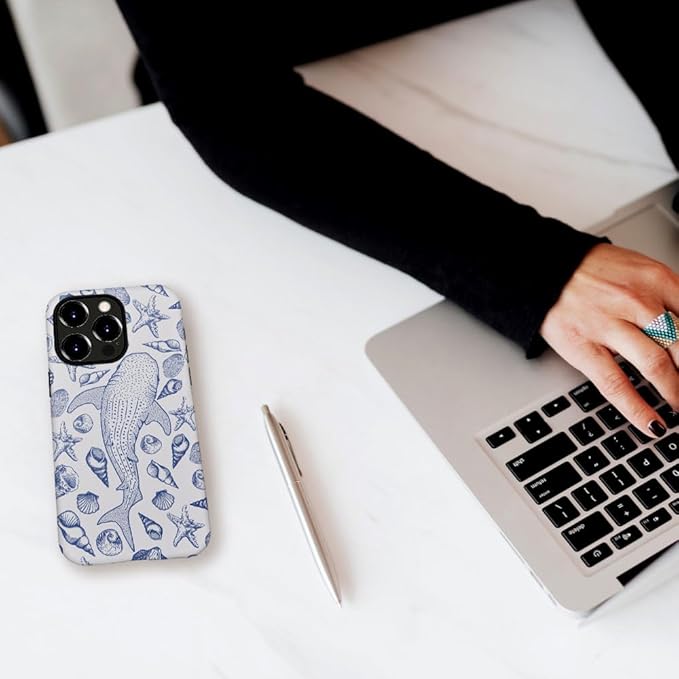 DAIZAG Case Compatible with iPhone 12 Pro Max,Fit Shockproof Cover for Women Girls,Blue Seashell Whale Shark Ocean