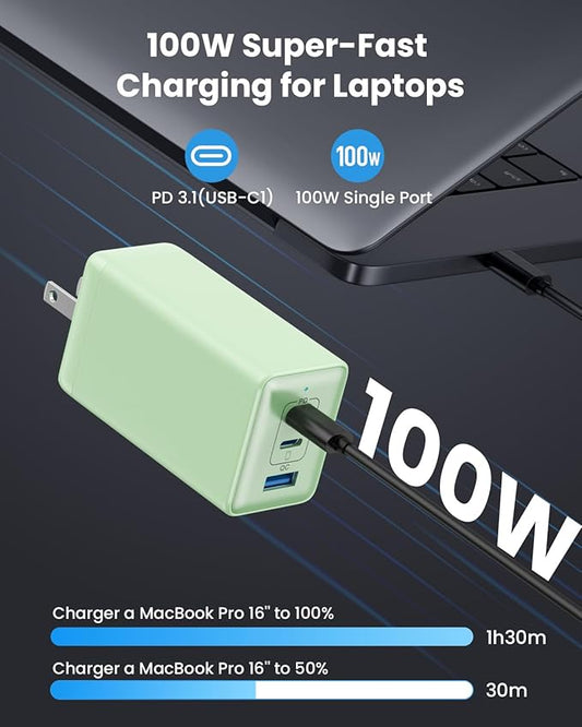 150W USB C Charger Block,GaN III Compact Foldable Wall Charger 3 Port Fast Charging Station,PD QC PPS Portable USB C Hub 100W Laptop Adapter for MacBook Pro/Air,iPad,iPhone 16/Pro,Galaxy S24,Dell etc