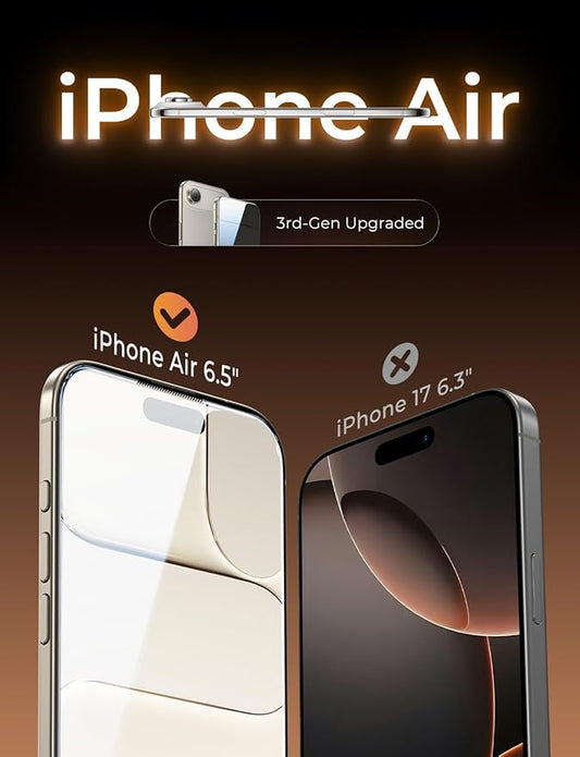 MAGIC JOHN 3rd Gen Upgraded for iPhone Air Screen Protector 6.5 Inch,HD Clear,Shatterproof Tempered Film,Auto Dust-Elimination,Bubble Free,Easy Installation,2 Pack