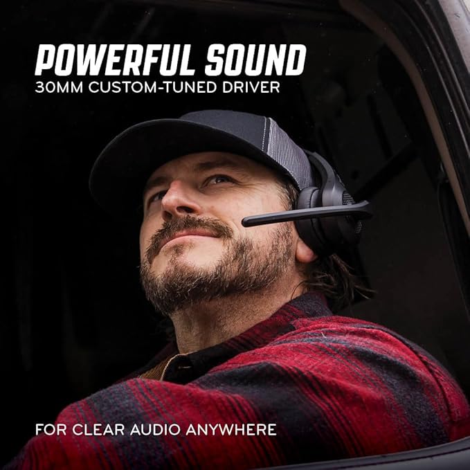 RoadWarrior RW1 Trucker Bluetooth Headset – ENC Mic, 100ft Wireless Range, IP54 Water Resistant, Road Ready Comfort, Right/Left Wear, Volume Controls, On-Ear Fit, Black Wireless Headset for Truckers