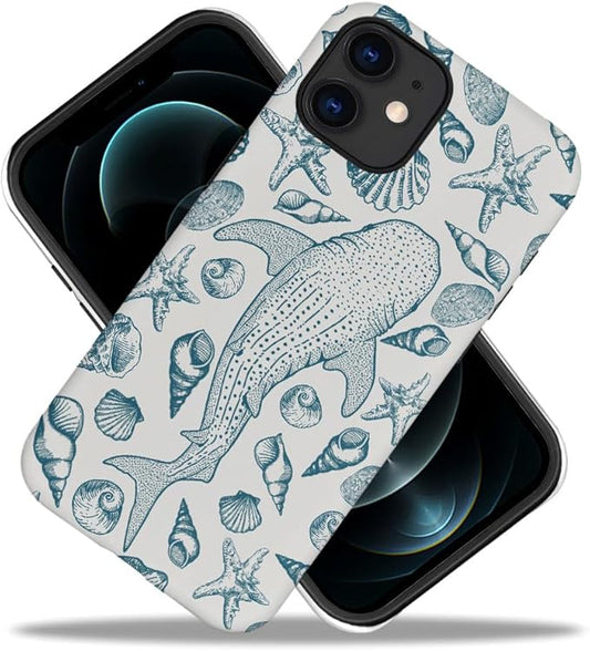 DAIZAG Case Compatible with iPhone 11,Fit Shockproof Cover for Women Girls,Beach Seashell Whale Ocean Aesthetic