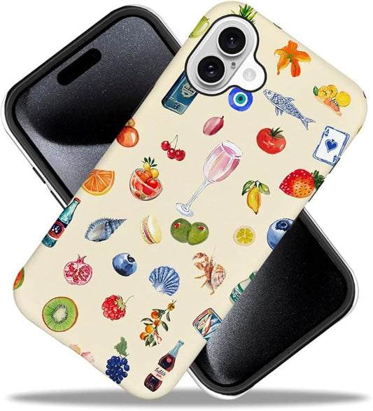 DAIZAG Case Compatible with iPhone 16 Plus,Fit Shockproof Cover for Women Girls,Fruit Flower Seashell Aesthetic