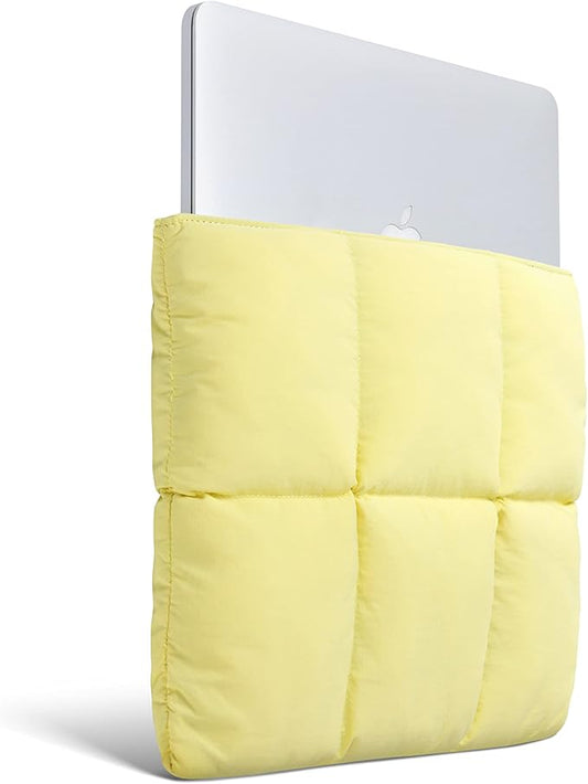 Comfyable Puffy Laptop Sleeve 13 Inch 14 Inch, Quilted Puffer Laptop Carrying Case, Pillow Case Compatible with MacBook Air M4 2025 M3 M2 M1, MacBook Pro M4 Pro/Max, Yellow