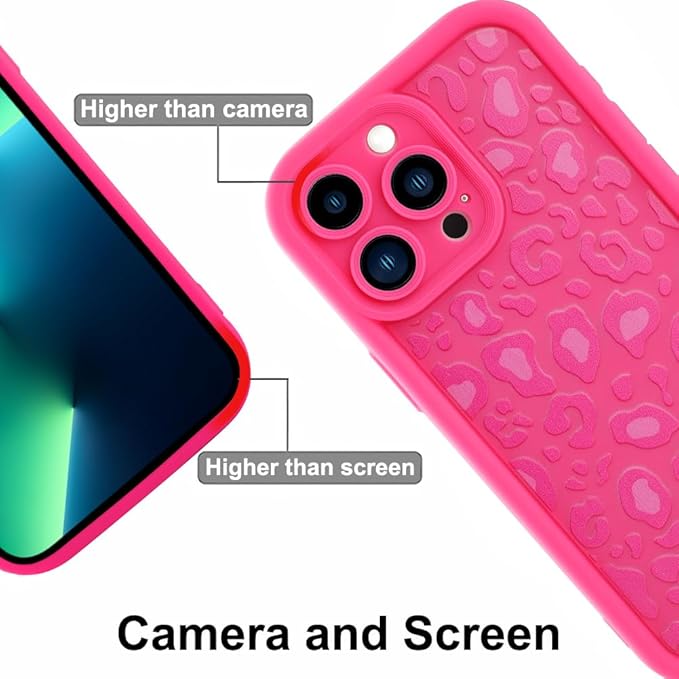 KANGHAR Case for iPhone 13 Pro Leopard Printed Pattern Cute Cheetah Phone Case Soft TPU Shockproof Protective Cover for iPhone 13 Pro 6.1 Inch Hot Pink