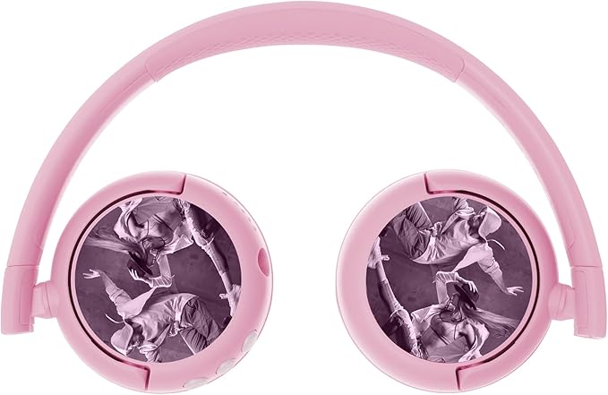 BuddyPhones POP Fun | Foldable Bluetooth Kids Headphones + Microphone, Works Wired or Wireless - SafeAudio Volume Limiting for iPhone/iPad/Tablet/PC and More (Pink)