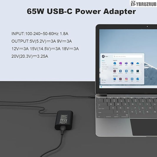 65w 45w USB-C Type C Laptop Charger Compatible with Dell Latitude 7275 7370 5420 5285 5290 5520 XPS 13 9250 9360 9365 9370 9380 9350 Chromebook 3100 3400 la65nm170 02YK0F Adapter Power Cord