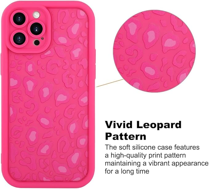 KANGHAR Case for iPhone 12 Pro Leopard Printed Pattern Cute Cheetah Phone Case Soft TPU Shockproof Protective Cover for iPhone 12 Pro 6.1 Inch Hot Pink
